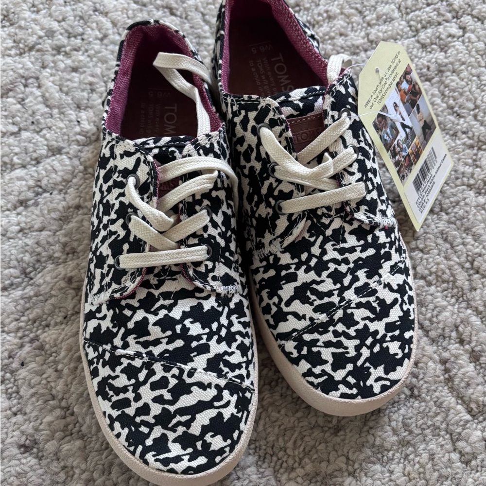 TOMS Black and White Animal Camo Sneakers